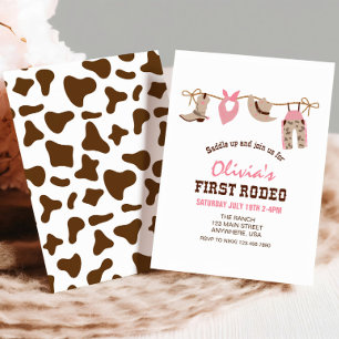 First Rodeo Western Cowboy First Birthday Invitation