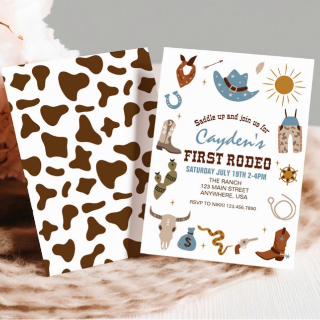 First Rodeo Western Cowboy First Birthday Invitation (Creator Uploaded)