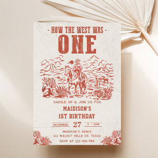 First Rodeo Western Cowboy First Birthday Party Invitation