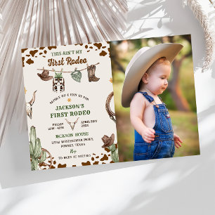 First Rodeo Western Cowboy First Birthday Photo Invitation