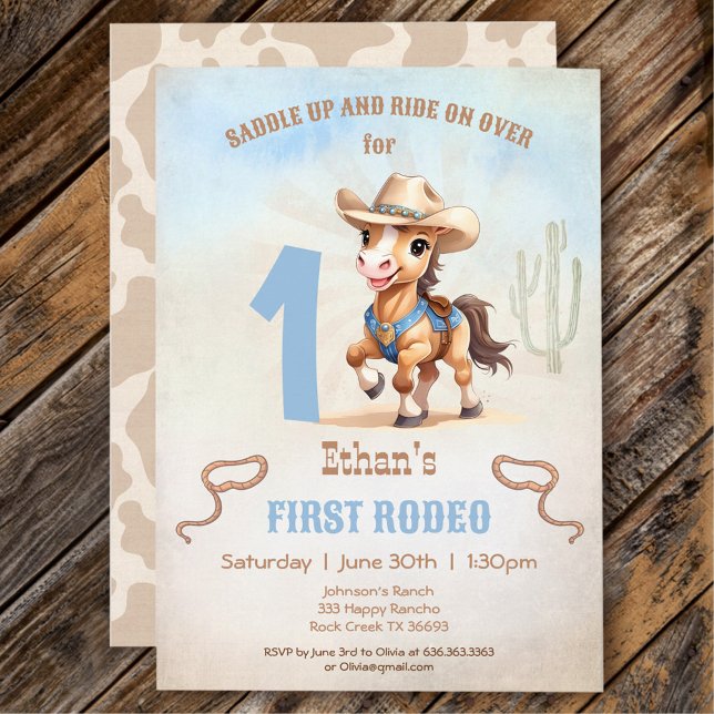 First Rodeo Western Cowboy Horse 1st Birthday Invitation (First Rodeo Western Cowboy Horse 1st Birthday Invitation)