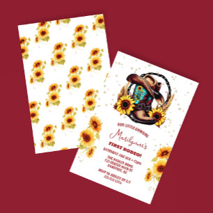 First Rodeo Western Cowgirl 1st Birthday Invitation