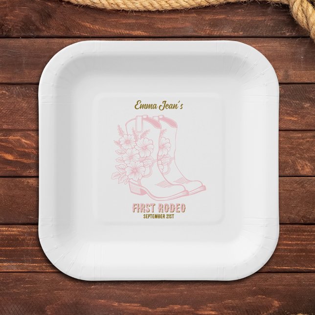 First Rodeo Western Cowgirl Boots 1st Birthday Paper Plate (First Rodeo Western Cowgirl Boots 1st Birthday Paper Plates)