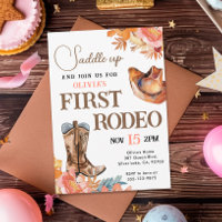 First Rodeo Western Girl 1st Birthday Invitation