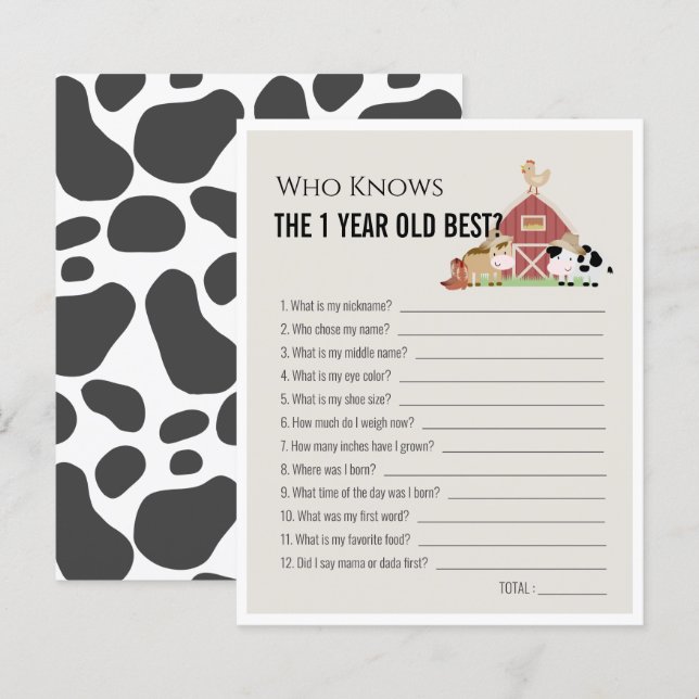 First Rodeo Who Knows 1yo Best 1st Birthday Game (Front/Back)