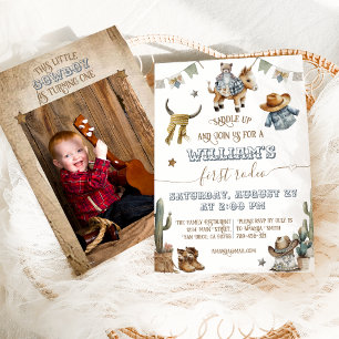 First rodeo Wild West Boy 1st Birthday Invitation