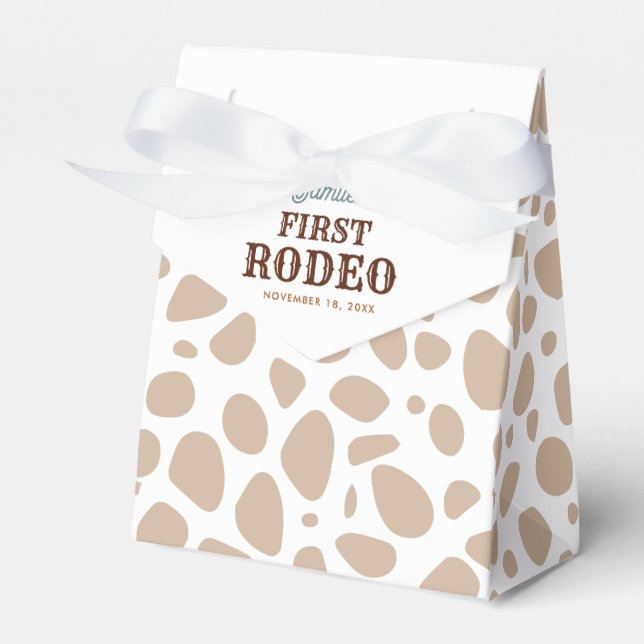 First Rodeo Wild West Boy Beige First Birthday Favour Box (Front Side)