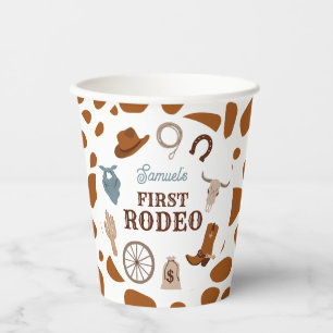 First Rodeo Wild West Brown Boy First Birthday Paper Cups