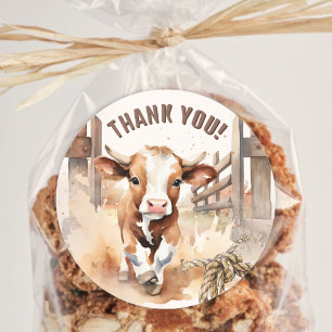 First RODEO Wild West Bull Cowboy 1st Birthday Classic Round Sticker