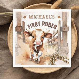 First RODEO Wild West Bull Cowboy 1st Birthday Napkin