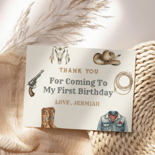 First Rodeo Wild West Cowboy Blue Birthday Thank You Card