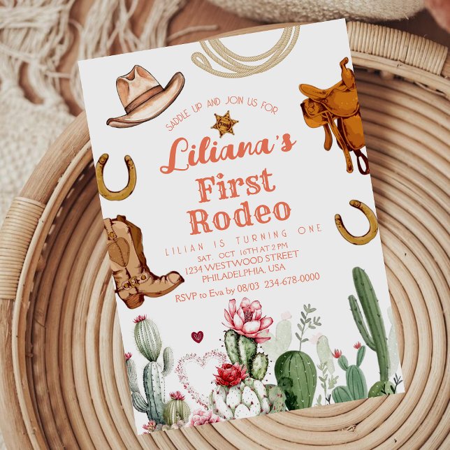  First Rodeo Wild West Cowboy Pink Birthday Invitation (Creator Uploaded)