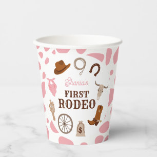 First Rodeo Wild West Pink Girl First Birthday Paper Cups