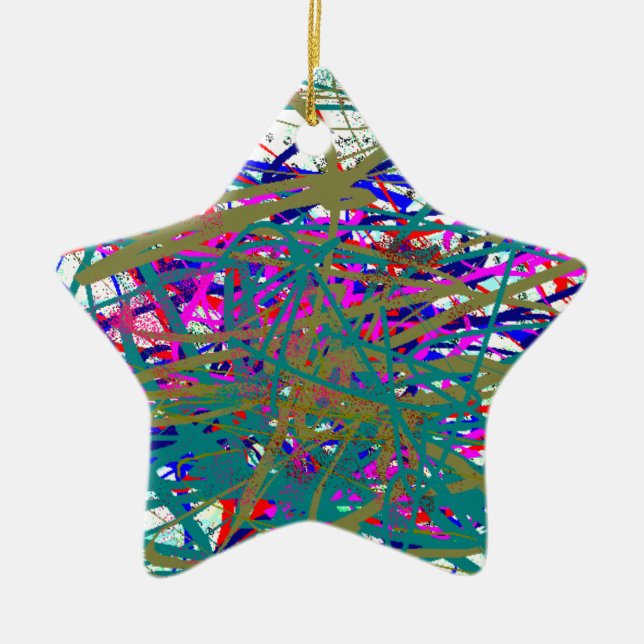 First Scrawl of Famous Digital Artist ;) Kids Art Ceramic Tree Decoration (Front)