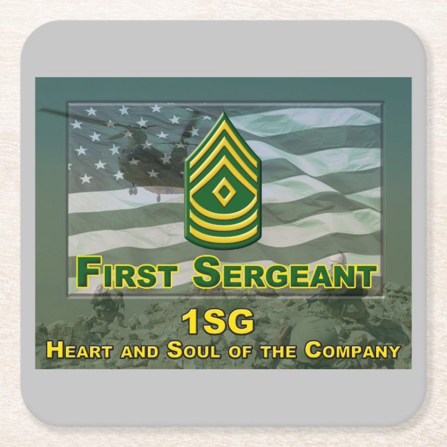 First Sergeant Commemorative Gift Square Paper Coaster (Front)