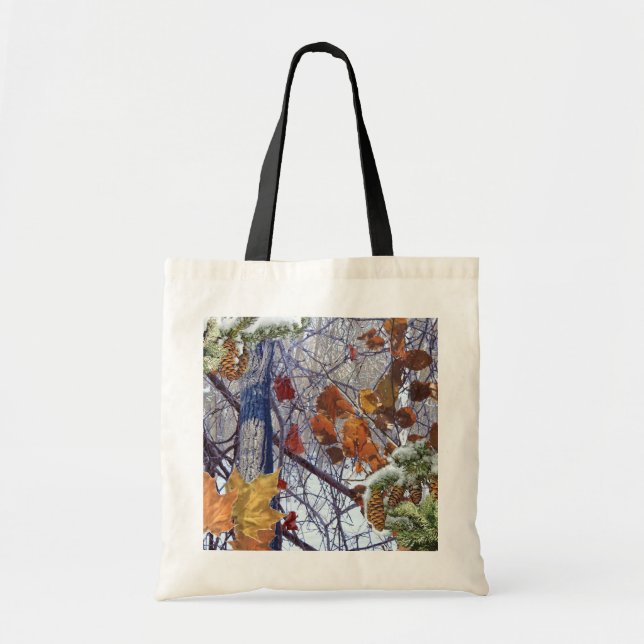 First Snow Winter Forest Camo Print Tote Bag (Front)