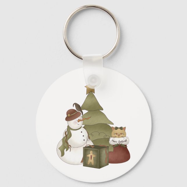 First Snowel · Snowman & Cat Key Ring (Front)