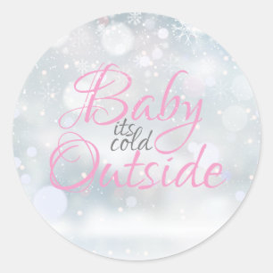 First Snowflakes Baby its Cold Outside Classic Round Sticker