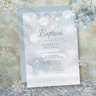 First Snowflakes Baptism Christening Invitation