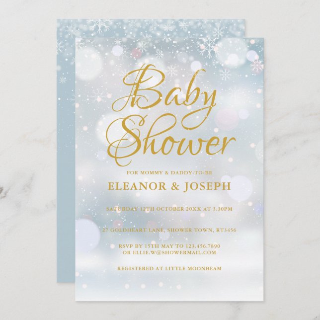 First Snowflakes Couples Baby Shower / Sprinkle Invitation (Front/Back)