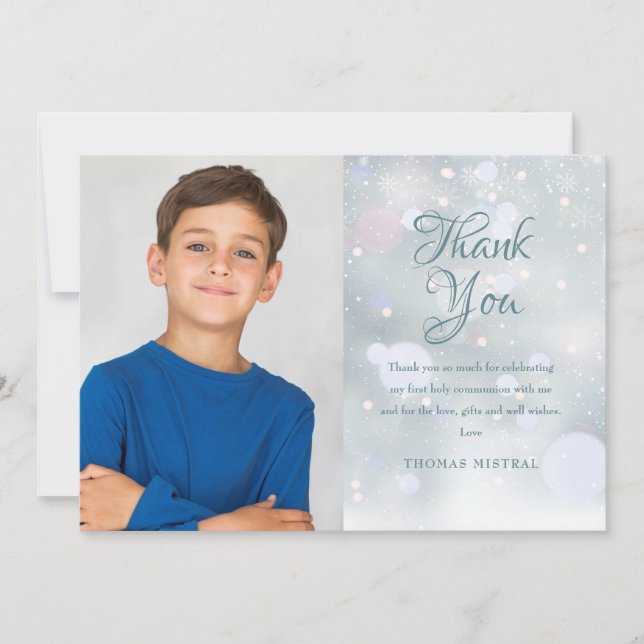 First Snowflakes First Holy Communion Thank You Card (Front)