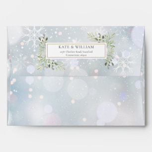 First Snowflakes Greenery Winter Wedding Envelope
