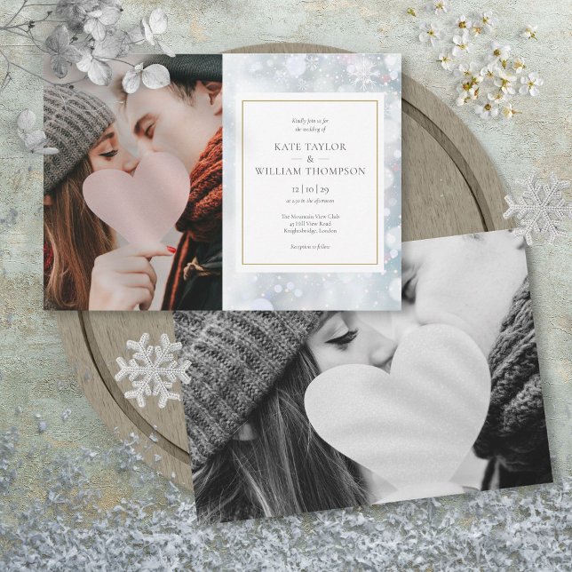 First Snowflakes Photos Winter Wedding Invitation (First Snowflakes Photos Winter Wedding Invitation)