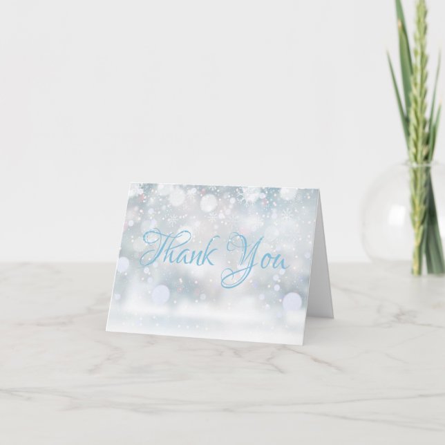 First Snowflakes Script Thank You Card (Front)