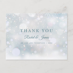 First Snowflakes Wedding Thank You Postcard