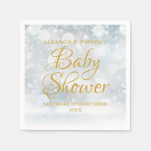 First Snowflakes Winter Couples Baby Shower Napkin