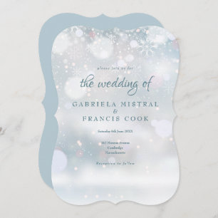 First Snowflakes Winter Wedding Elegant Invitation