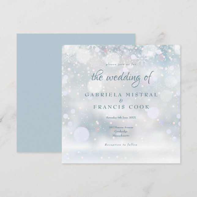 First Snowflakes Winter Wedding Invitation (Front/Back)