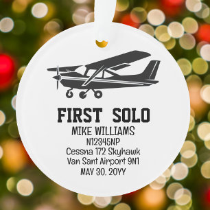First Solo Aeroplane PILOT Aviation Personalised Ornament