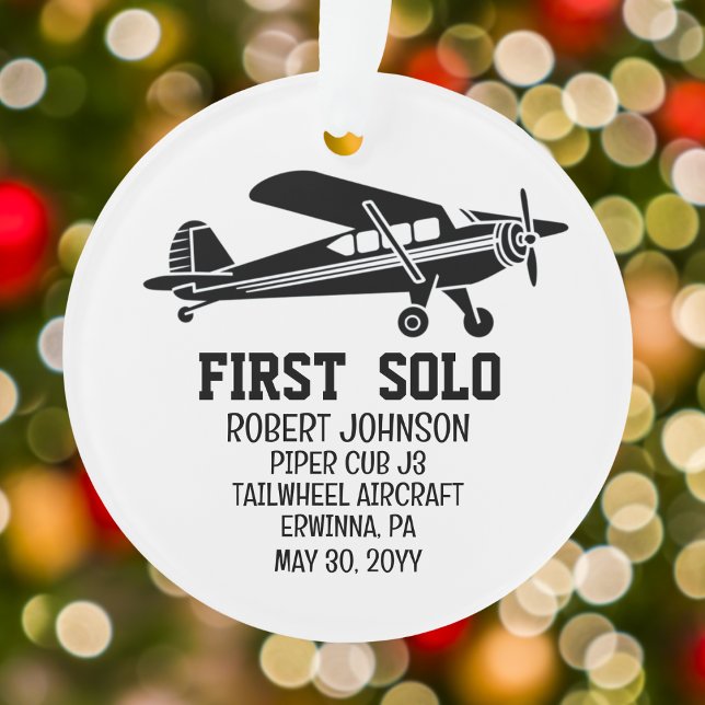 First Solo Aeroplane PILOT Personalised Aviation  Ornament (Creator Uploaded)