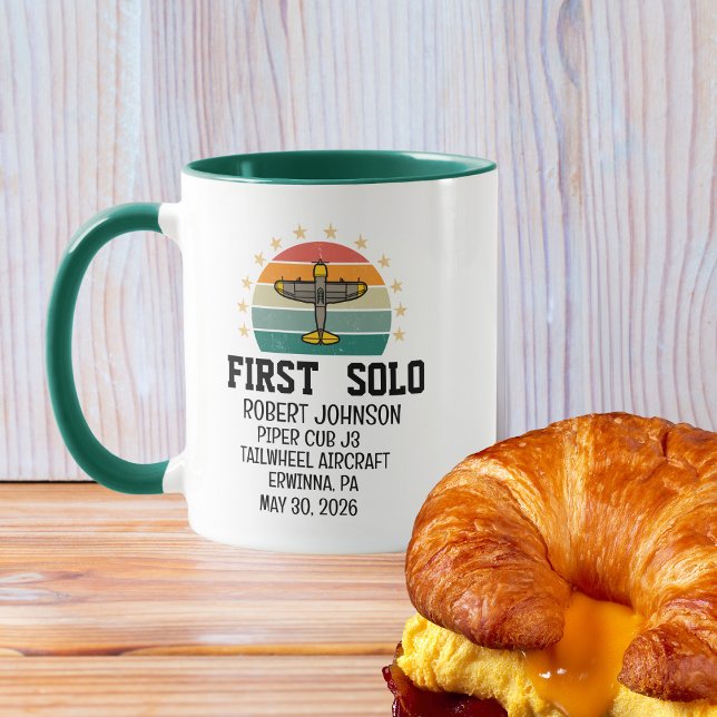 First Solo Aeroplane PILOT, Retro, Personalised Mug (Creator Uploaded)