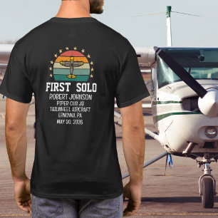 First Solo Aeroplane PILOT Retro Personalised T-Shirt