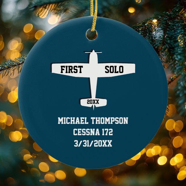 First Solo Airplane & Photo Aviation Personalized Ceramic Tree Decoration (Creator Uploaded)