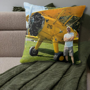 First Solo Airplane & Photo Aviation Personalized Cushion