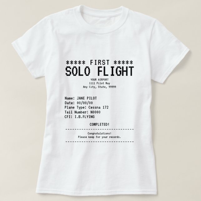 First Solo Flight T-Shirt (Design Front)