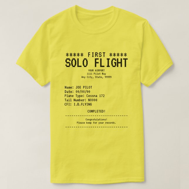 First Solo Flight T-Shirt (Design Front)