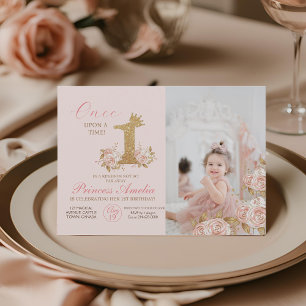 First Sparkle Crown Princess 1st Birthday Party  Invitation