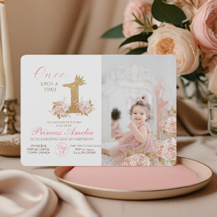 First Sparkle Crown Princess 1st Birthday Party  Invitation