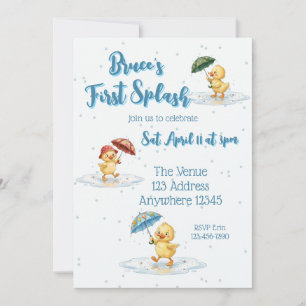 First Splash, Puddle Jumping Duck 1st Birthday Invitation