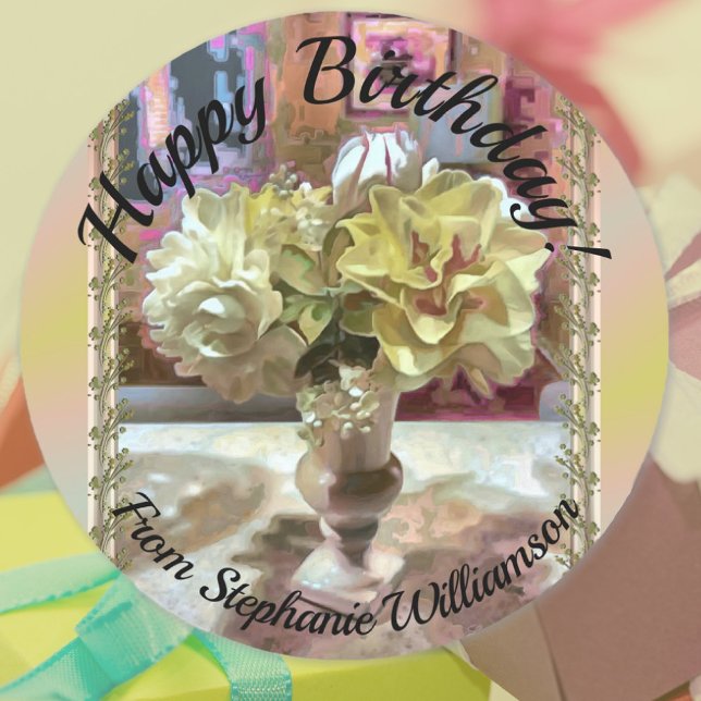 First Spring Flowers Birthday PCM1  Classic Round Sticker (Creator Uploaded)