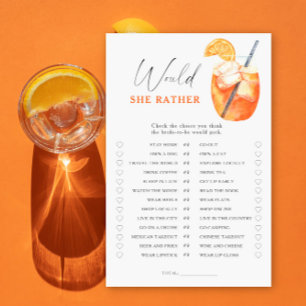 First Spritz Bridal shower Would she rather game