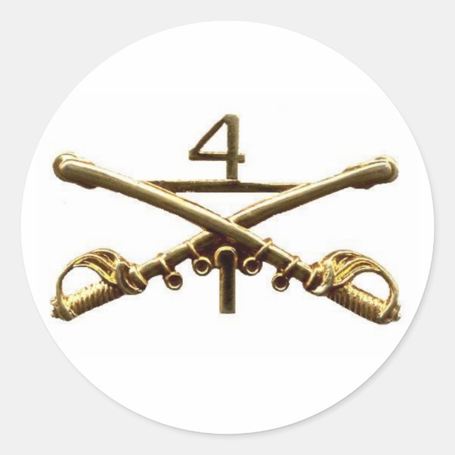 First Squadron Fourth Cavalry Brass Classic Round Sticker (Front)