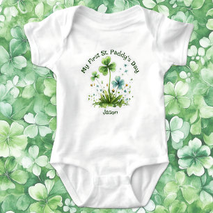 First St. Paddy's Day Shamrock Baby Bodysuit