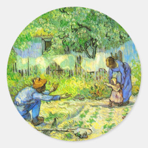 First steps, 1890 Vincent van Gogh. Classic Round Sticker