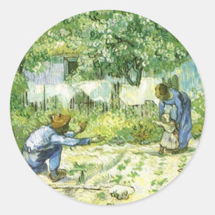 First steps, 1890 Vincent van Gogh. Classic Round Sticker