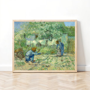 First Steps, after Millet by Vincent Van Gogh Art Poster